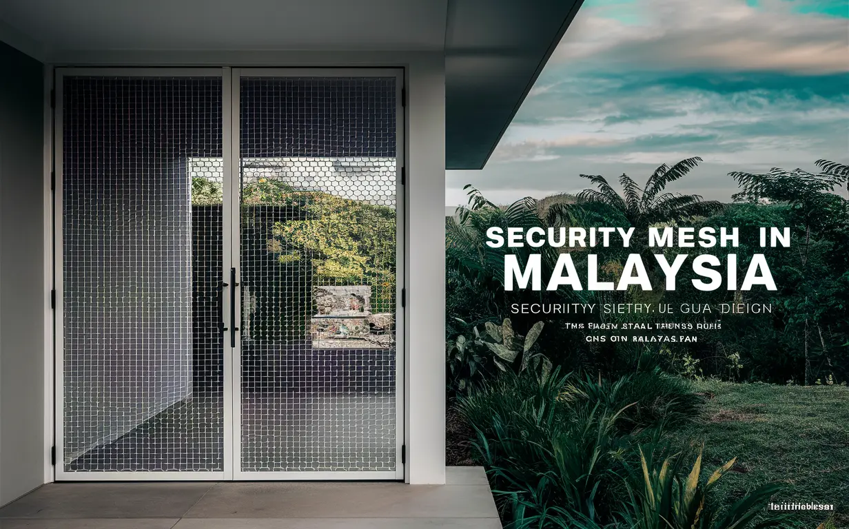 A durable and stylish security mesh door installed in a Malaysian home, providing enhanced safety, ventilation, and aesthetic appeal.